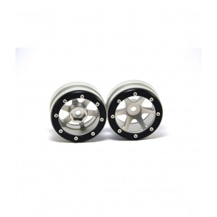 Beadlock Wheels PT- Slingshot Silver/Black 1.9 (2 Pcs)