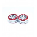 Beadlock Wheels PT- Wave Silver/Red 1.9 (2 Pcs)