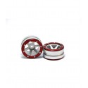 Beadlock Wheels PT- Slingshot Silver/Red 1.9 (2 Pcs)