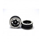  Beadlock Wheels PT- Distractor Black/Silver 1.9 (2 Pcs)