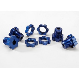 Wheel hubs, splined, 17mm (blue-anodized) (4)/ wheel nuts, s