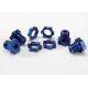 Wheel hubs, splined, 17mm (blue-anodized) (4)/ wheel nuts, s