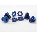 Wheel hubs, splined, 17mm (blue-anodized) (4)/ wheel nuts, s